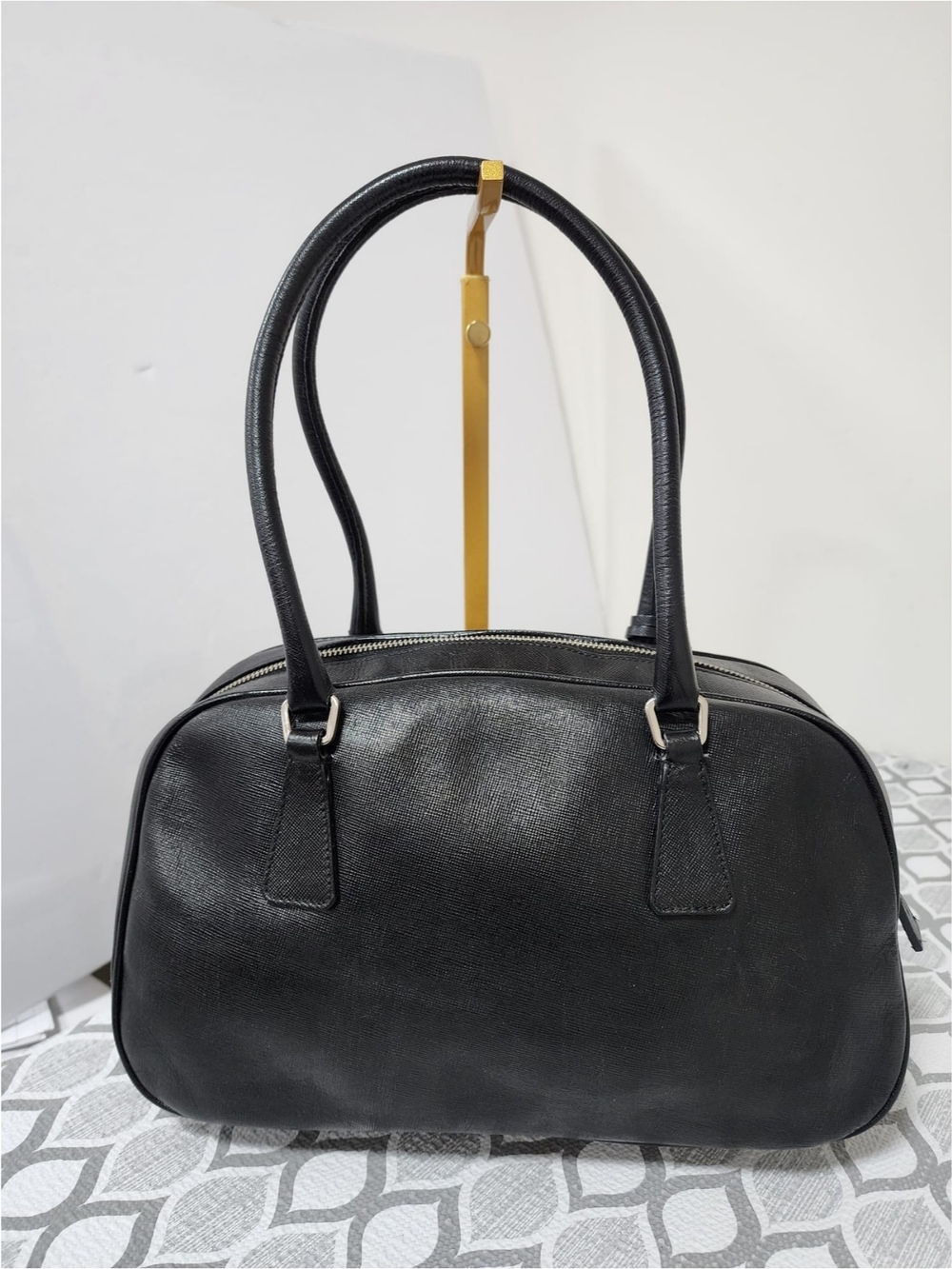 Prada Saffiano Lux Bauletto Shoulder Bag Black - Picture 3 of 12